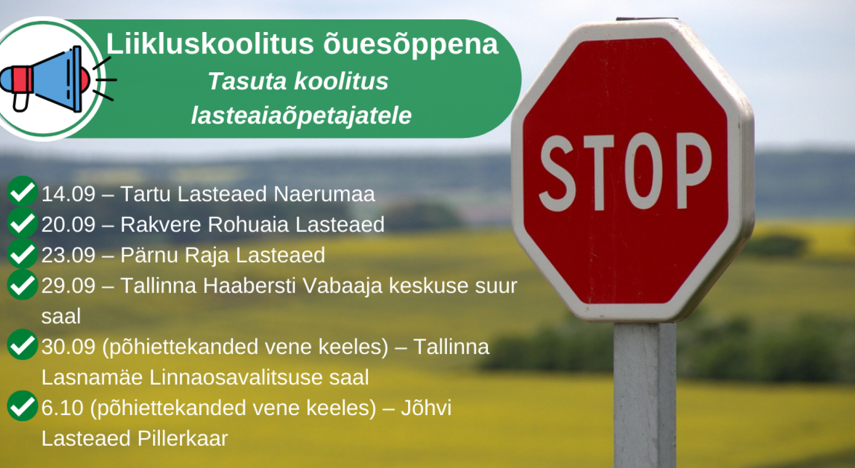Tasuta koolitus lasteaiaõpetajatele liikluskoolitus õuesõppena