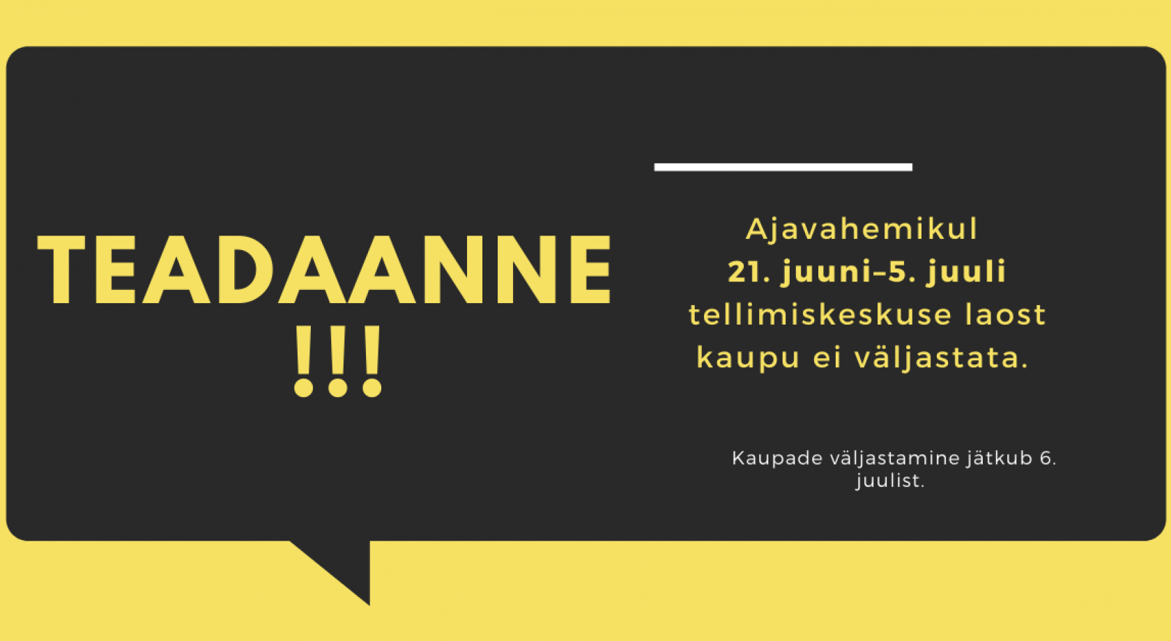 Tellimiskeskuse teadaanne